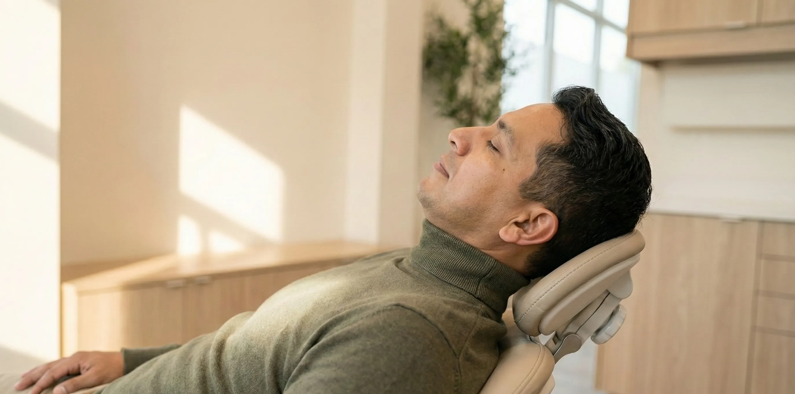 Patient receiving dental care with clarity