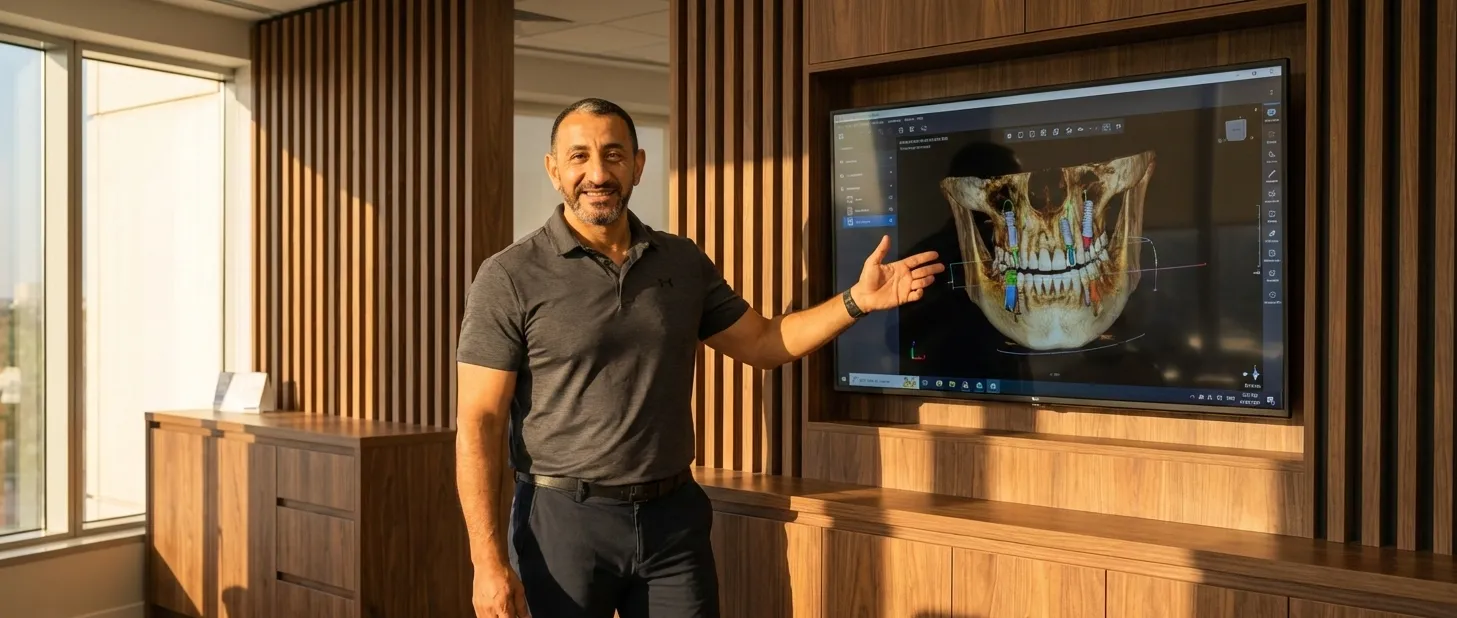 Dr. Hagar showing 3D dental imaging